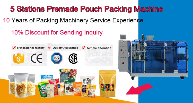 Horizontal Automatic Food Zipper Bag Packaging Rotary Premade Pouch Doypack Packing Machine