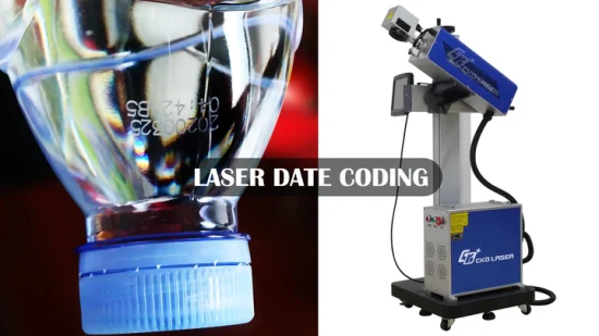 Expiry Date Coding Logo Printing Number Marking CO2 Laser Flying Machine for Plastic Water Bottle Pharmaceutical Cosmetics Food PE PP Numbering Cable Marker