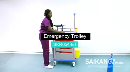Skr054-Et ABS Hospital Medical Emergency Medicine Nursing Treatment Trolley Equipment with Drawers