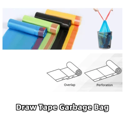 Automatic Drawstring Bag on Roll Draw Tape Perforated Plastic Bag Making Machine Garbage Bag Roll Making Machine