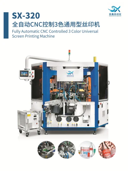 Automatic Rotary 3 Color Silk Screen Printing Machine with LED UV Curing Device